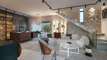 Een smart-tv, videogames, een tafeltennistafel en een stereo