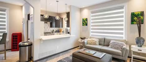 Smart TV, fireplace, printers