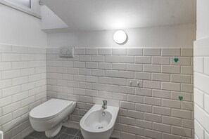 Shower, free toiletries, hair dryer, bidet