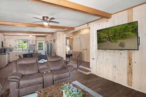 House, 2 Queen Beds, Patio, Mountain View (Unit 203) | Living area | Fireplace