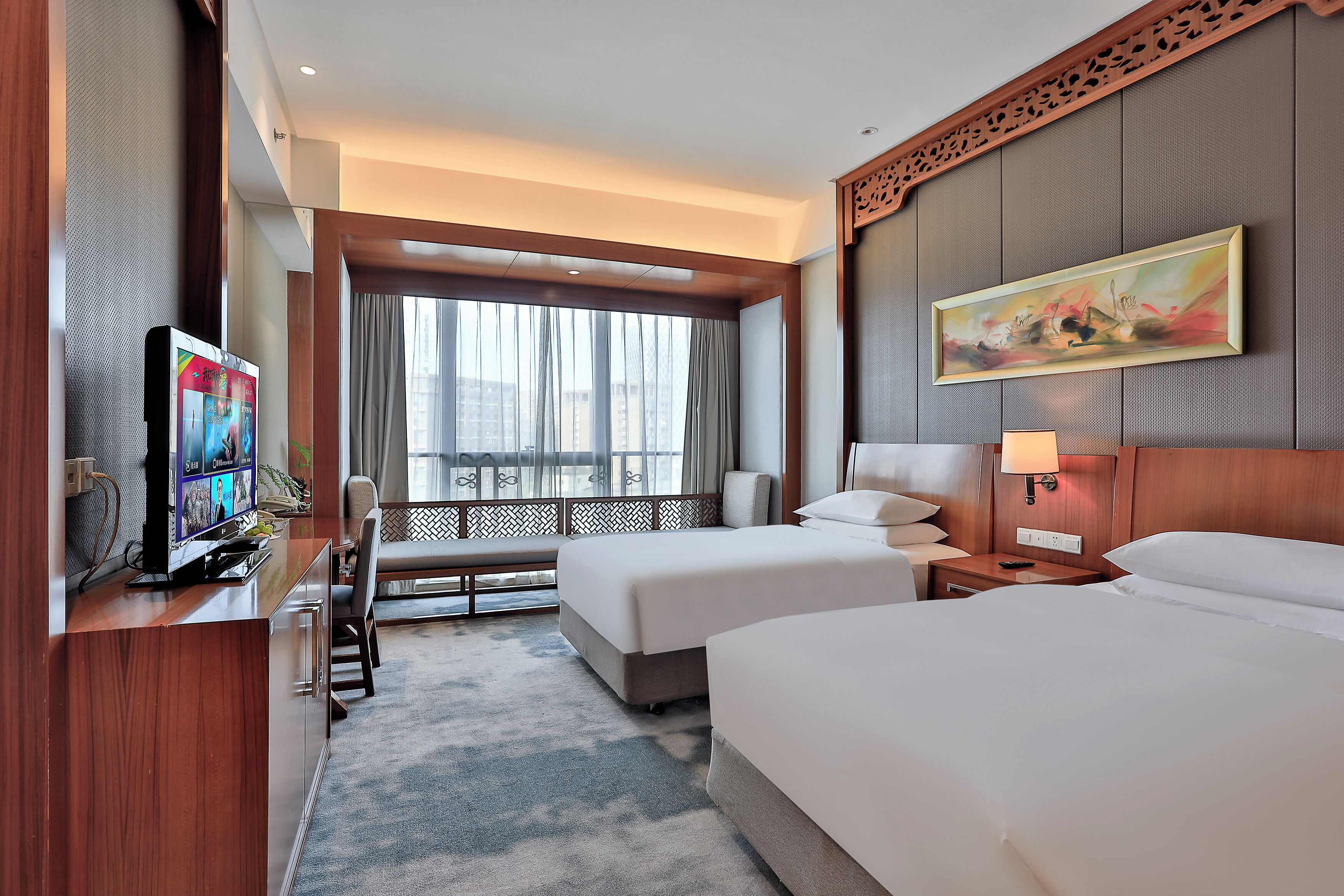Deluxe Twin Room, Non Smoking, City View | Premium bedding, down comforters, in-room safe, desk