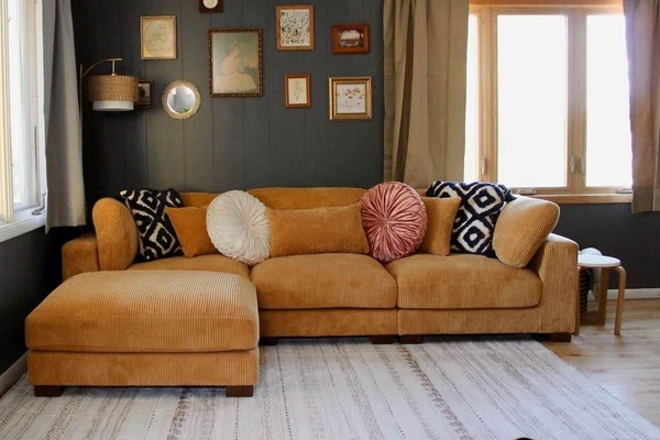 Cozy living room with large couch