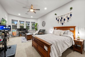 1 bedroom, desk, iron/ironing board, travel cot