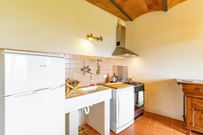 Family House, Multiple Bedrooms, Mountainside (Villa Salivolpe Amazing Chianti View) | Private kitchen | Fridge, microwave, oven, stovetop