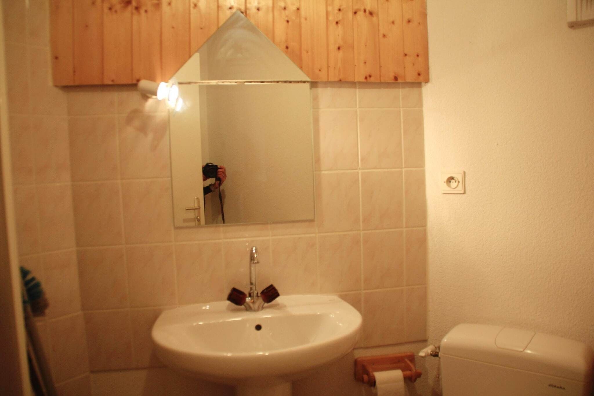 A bathroom with a white sink, a mirror, and a toilet.