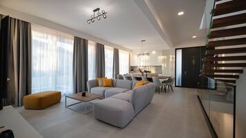 Luxury Villa, 4 Bedrooms, Private Pool | Living area | TV