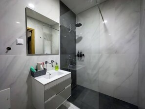 Regadera, secadora de cabello, bidet, toallas 