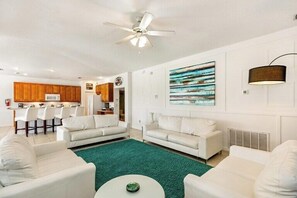 Smart TV, video games, foosball, books