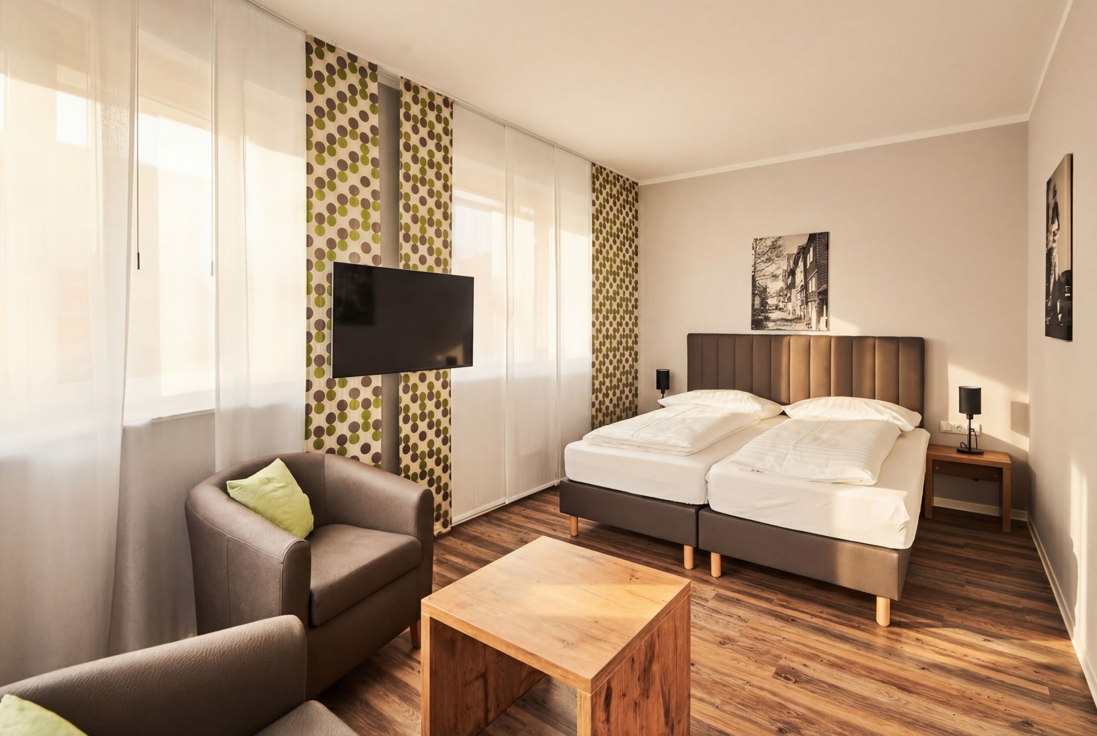 Comfort Apartment | Living area | 42-inch Smart TV with satellite channels, Netflix, streaming services