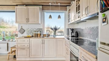 Frigorífico, placa de cocina y cafetera o tetera