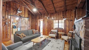 Televisión, chimenea, oficina