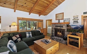 TV, fireplace