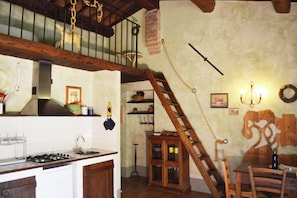 Apartment, Hill View | Private kitchen | Full-sized fridge, microwave, oven, stovetop - Appartamento Il Fienile Del Sole (Monteleone d'Orvieto)