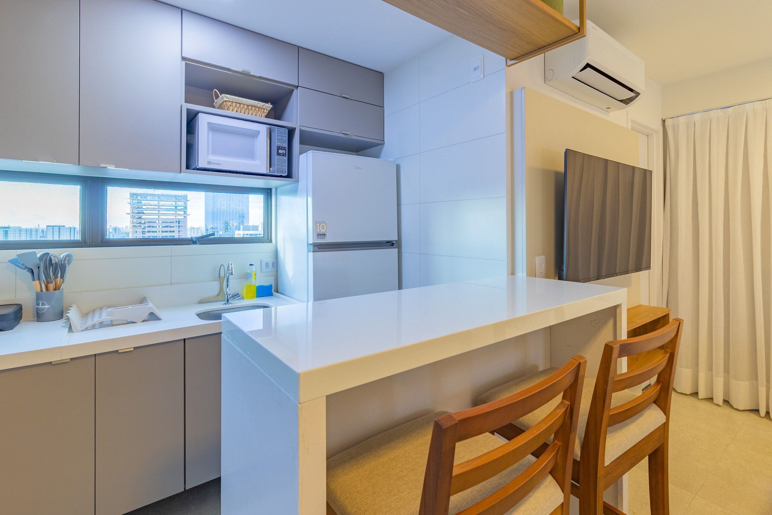 Apartamento luxo | Cozinha privada | Máquina de café expresso, geladeira, micro-ondas, torradeira