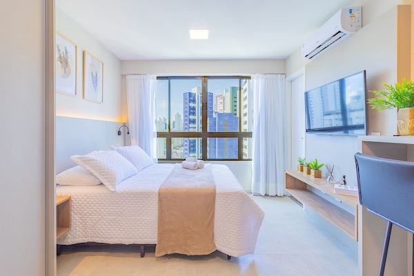 Apartamento premium | Wi-Fi de cortesia, roupa de cama