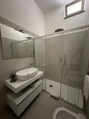 Dusche, Haartrockner, Bidet, Handtücher