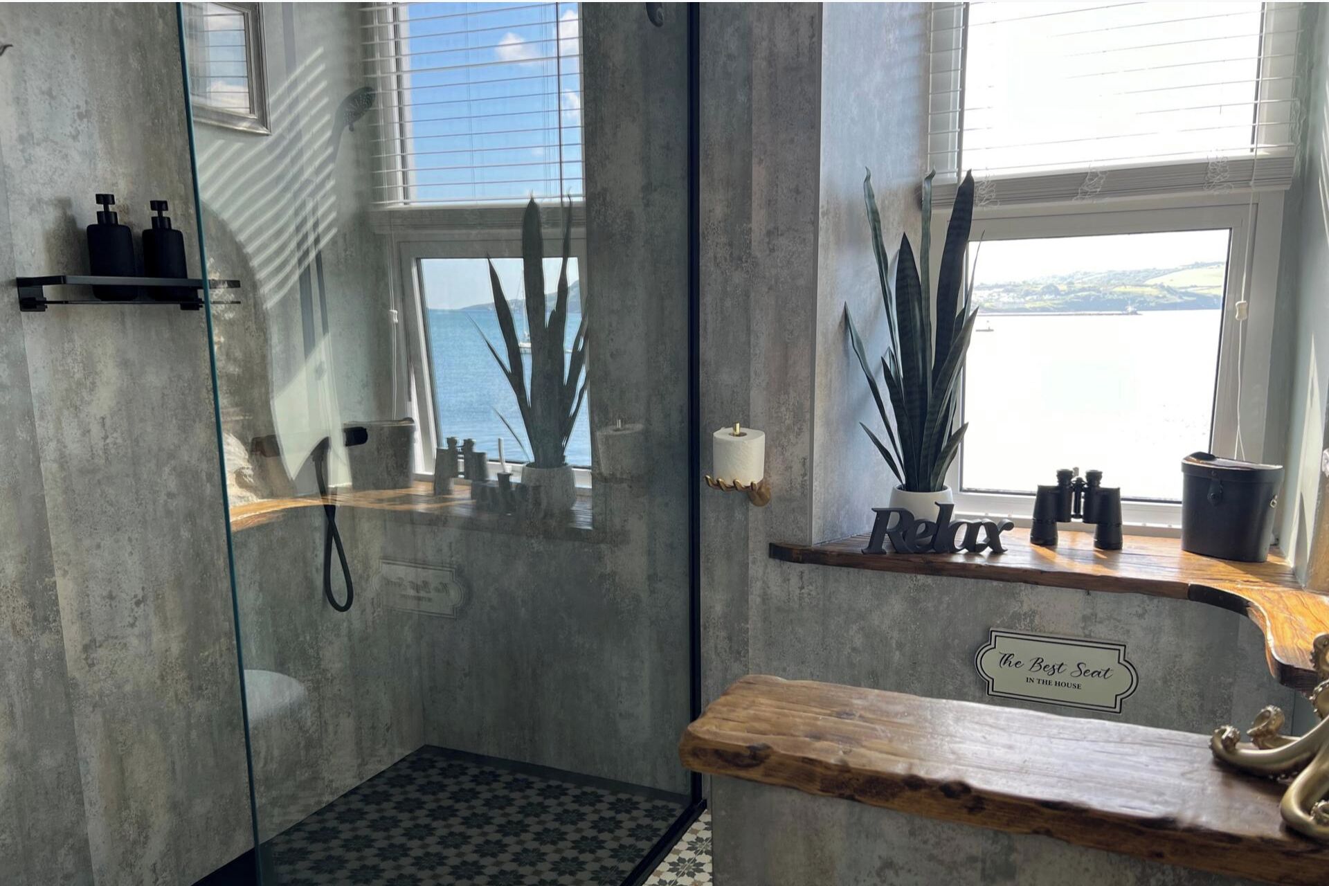 Shower, deep soaking tub, free toiletries, hair dryer