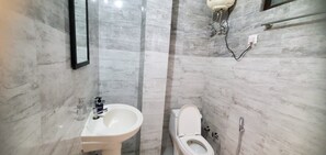 Shower, slippers, towels