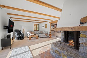 Smart TV, fireplace, video games, table football