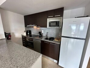 Fridge, microwave, oven, dishwasher