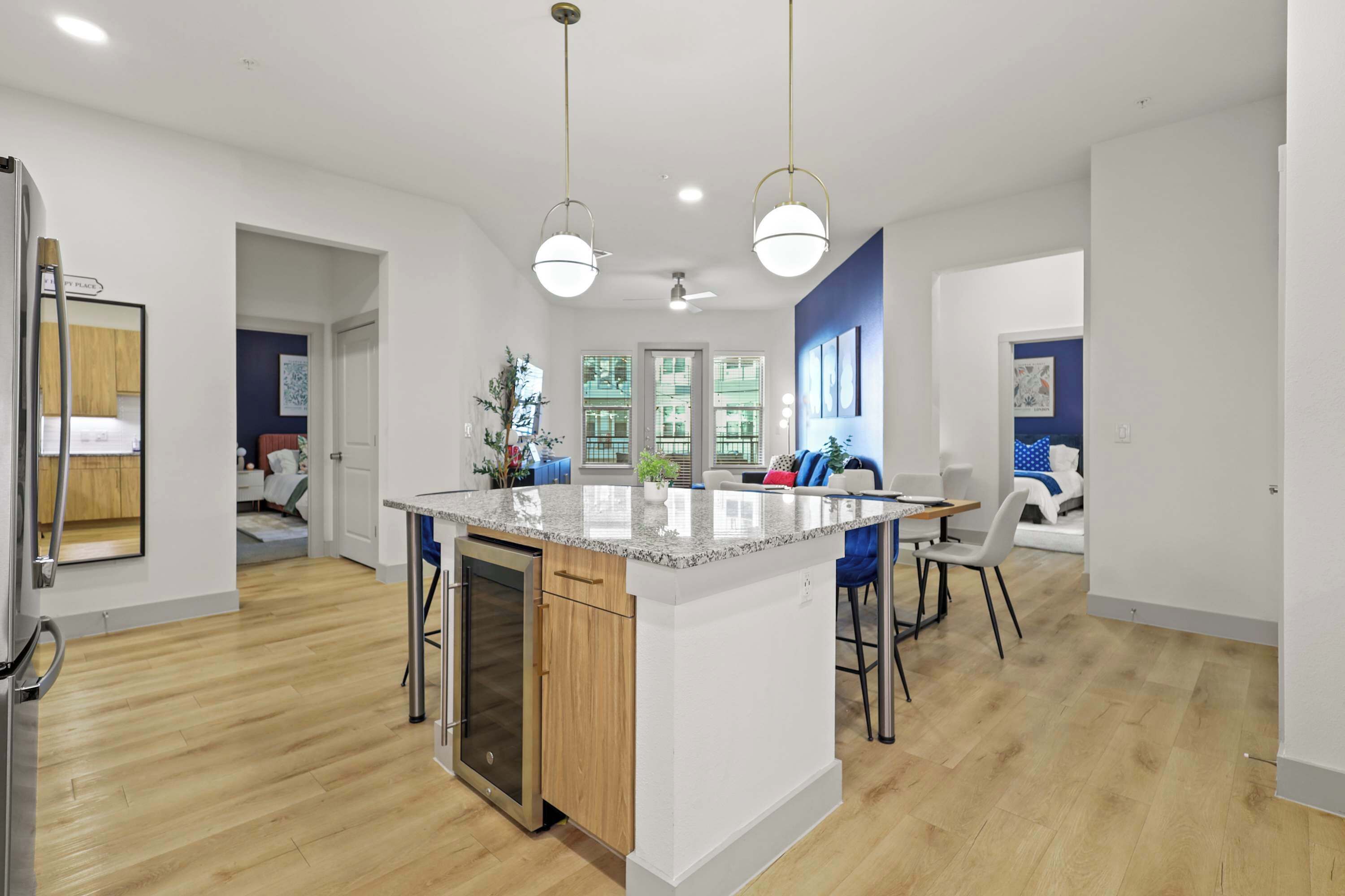 2 bedrooms, desk, iron/ironing board, travel cot