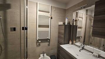 Dusche, Haartrockner, Bidet, Handtücher