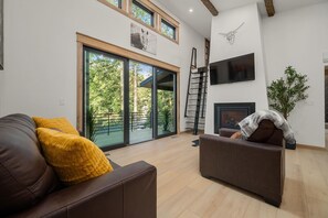 Smart TV, fireplace - Riverside Lodge, a Modern Adirondack Getaway (Boonville)