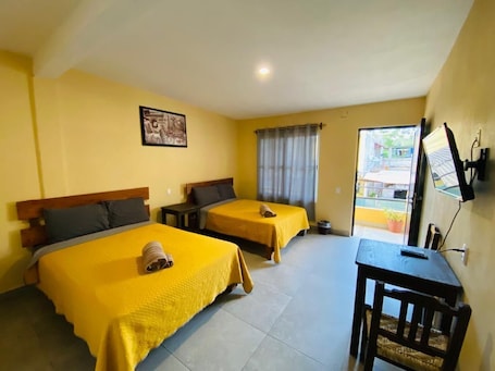 Double Room, 2 Double Beds | Laptop workspace, free WiFi