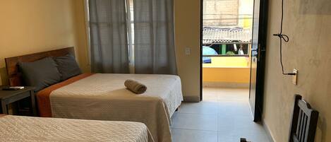 Double Room, 2 Double Beds | Laptop workspace, free WiFi