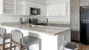 Fridge, dining tables