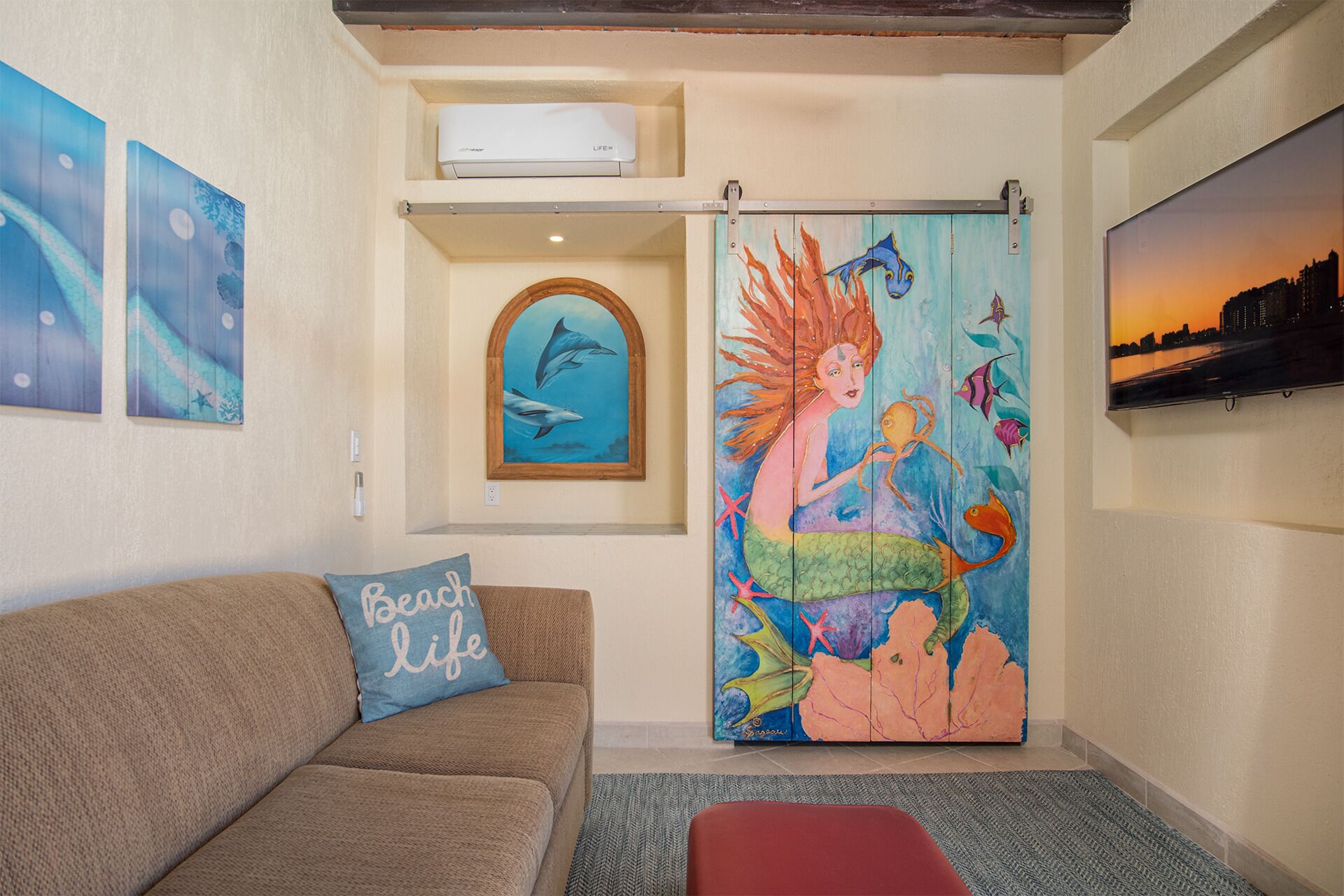 Huoneisto, useita sänkyjä, parveke, valtamerinäköala (907) | Oleskelualue | MP3-telakointiasema