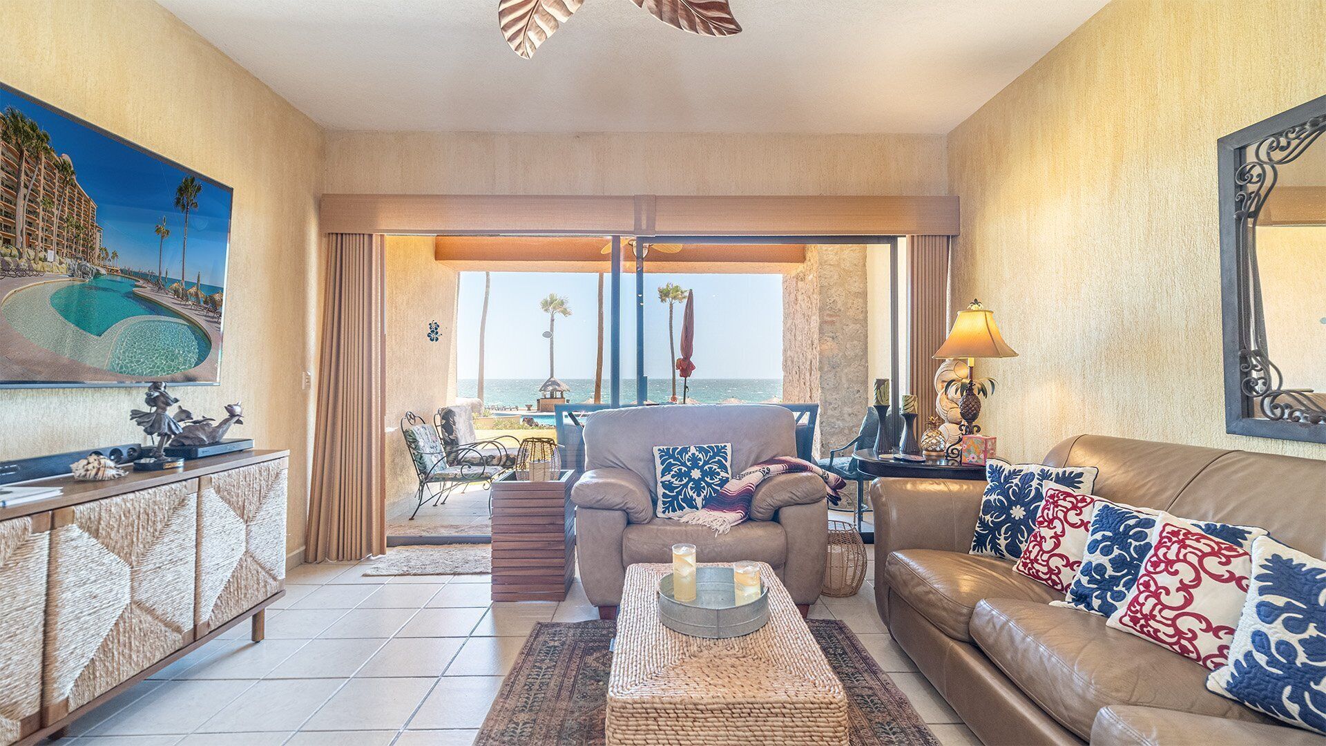 Appartement, 1 kingsize bed met slaapbank, terras, uitzicht op zee (109) | Woonruimte | Een mp3-dock