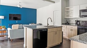 Fridge, dining tables