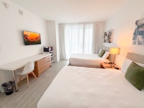 2 bedrooms, desk, iron/ironing board, travel cot