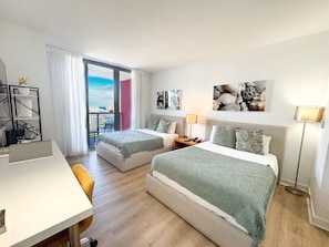 2 bedrooms, desk, iron/ironing board, travel crib