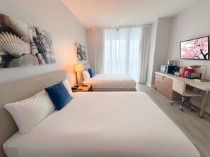 2 bedrooms, desk, iron/ironing board, travel crib