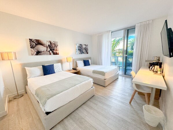 2 bedrooms, desk, iron/ironing board, travel cot