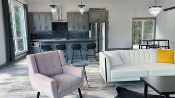 Smart TV, lareira, livros