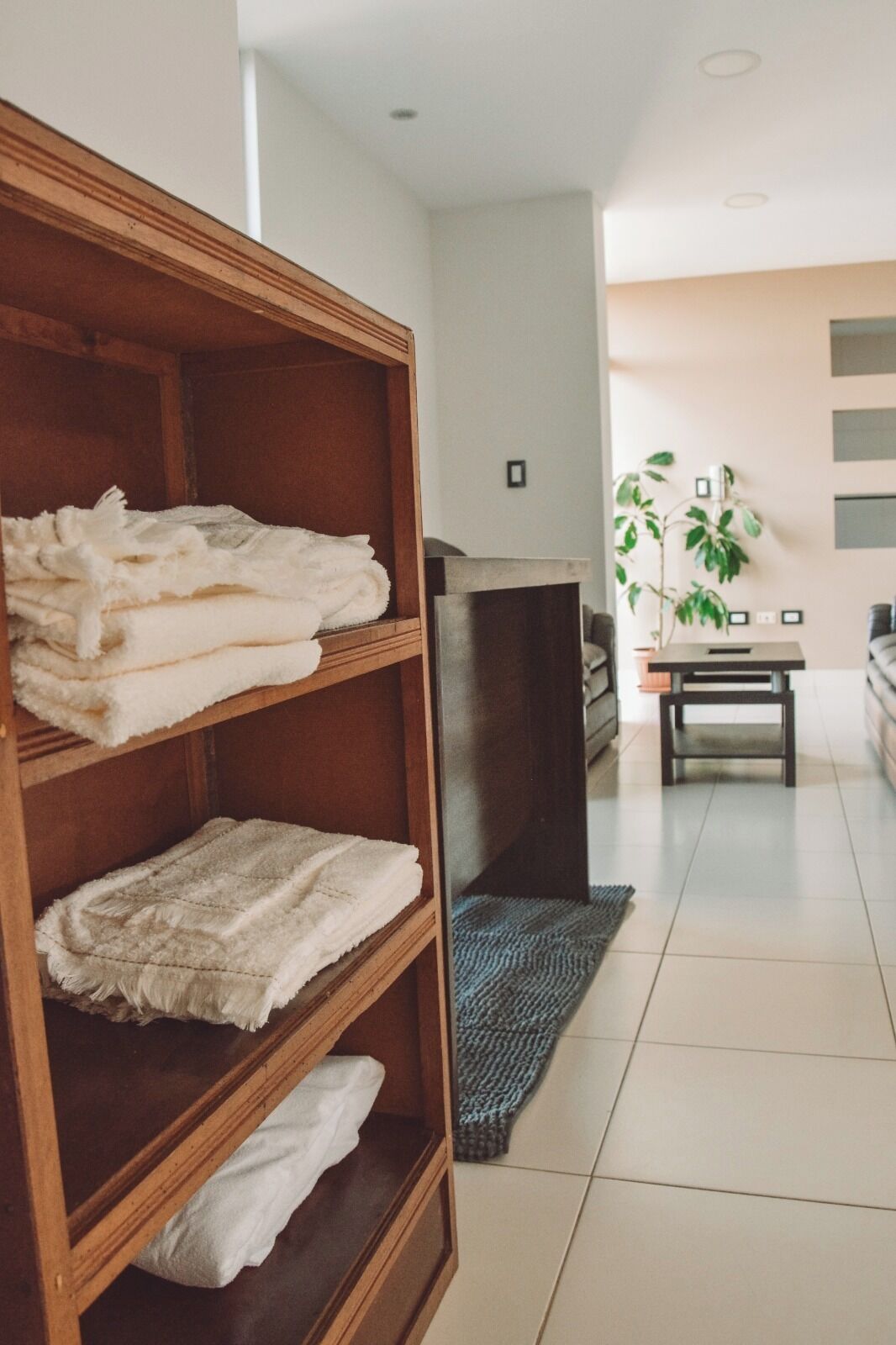 Shower, towels, soap, shampoo