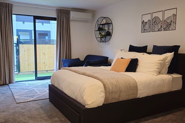 1 bedroom, desk, iron/ironing board, travel cot