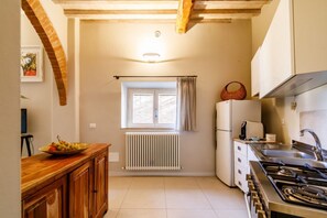 Fridge, oven, stovetop, coffee/tea maker