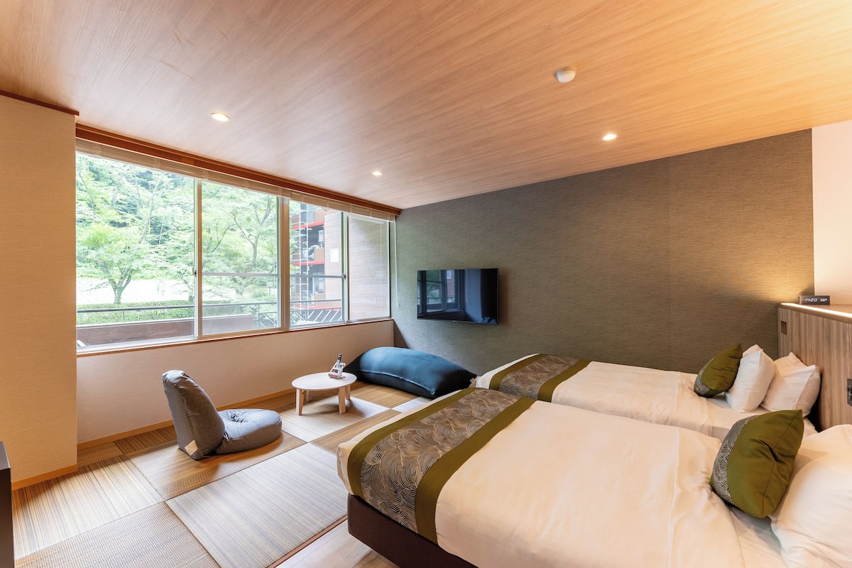 Junior kamer (Modern Japanese,Private Onsen,Terrace) | 1 slaapkamer, een kluis op de kamer, gratis wifi, beddengoed