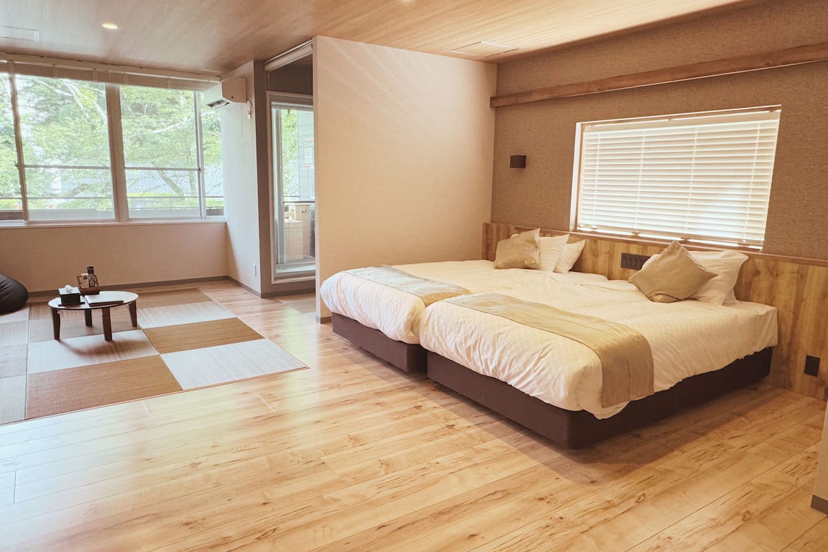 Junior Twin kamer, terras, uitzicht op bergen (Beauty suite, semi-open-air bath) | 1 slaapkamer, een kluis op de kamer, gratis wifi, beddengoed