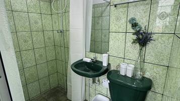 Shower, bidet, towels, soap