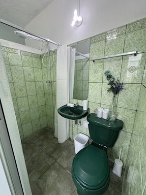 Ducha, bidet, toallas, jabón