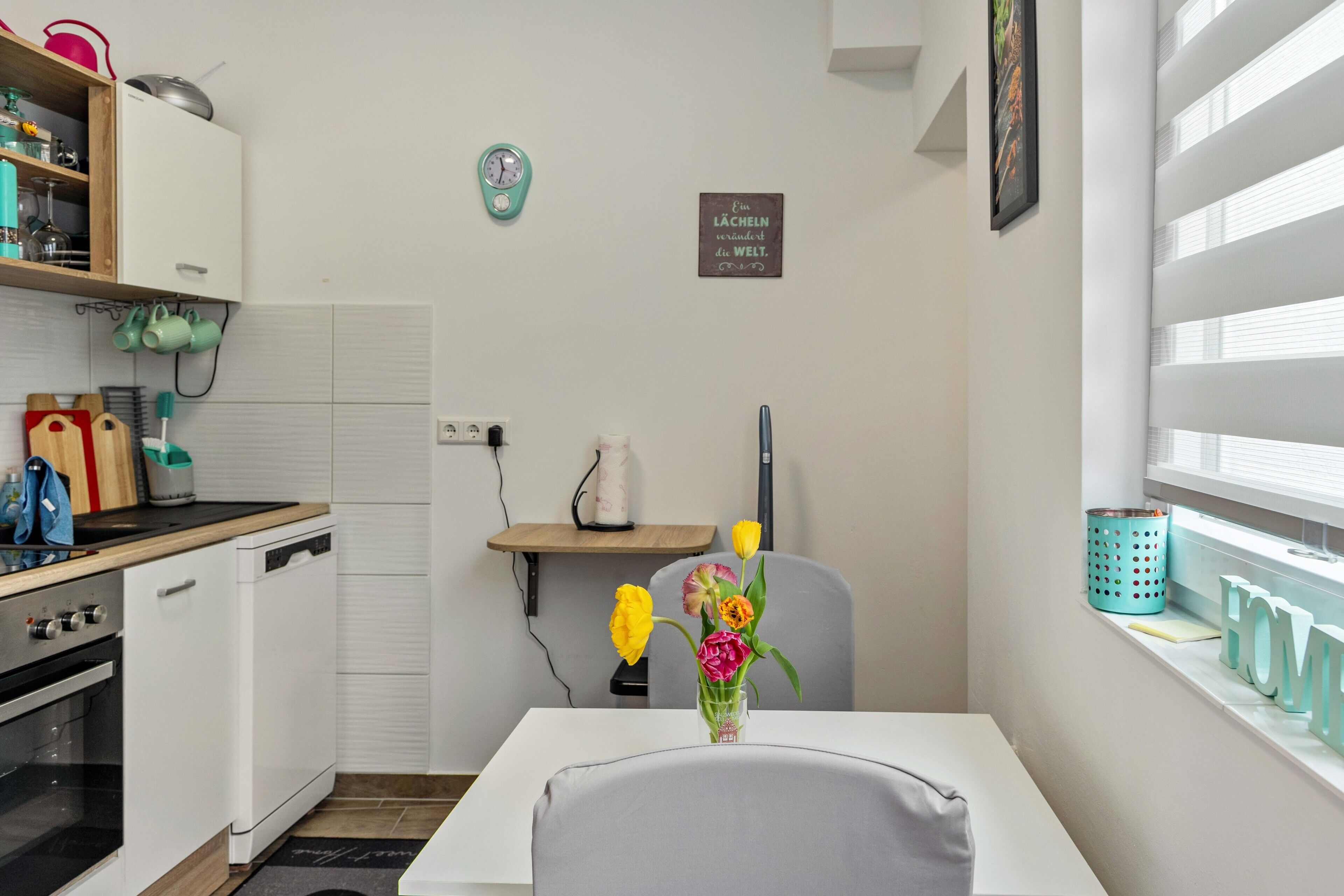 Fridge, microwave, dishwasher, coffee/tea maker