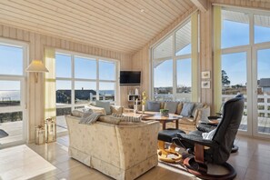 TV, fireplace, stereo - Lovely holiday home with sea view (Faaborg)