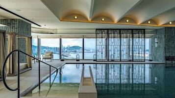 Indoor pool, sun loungers, lifeguards on site