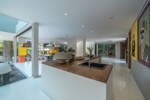 Luxury Villa, Patio, Pool View | Private kitchen | Fridge, microwave, oven, stovetop