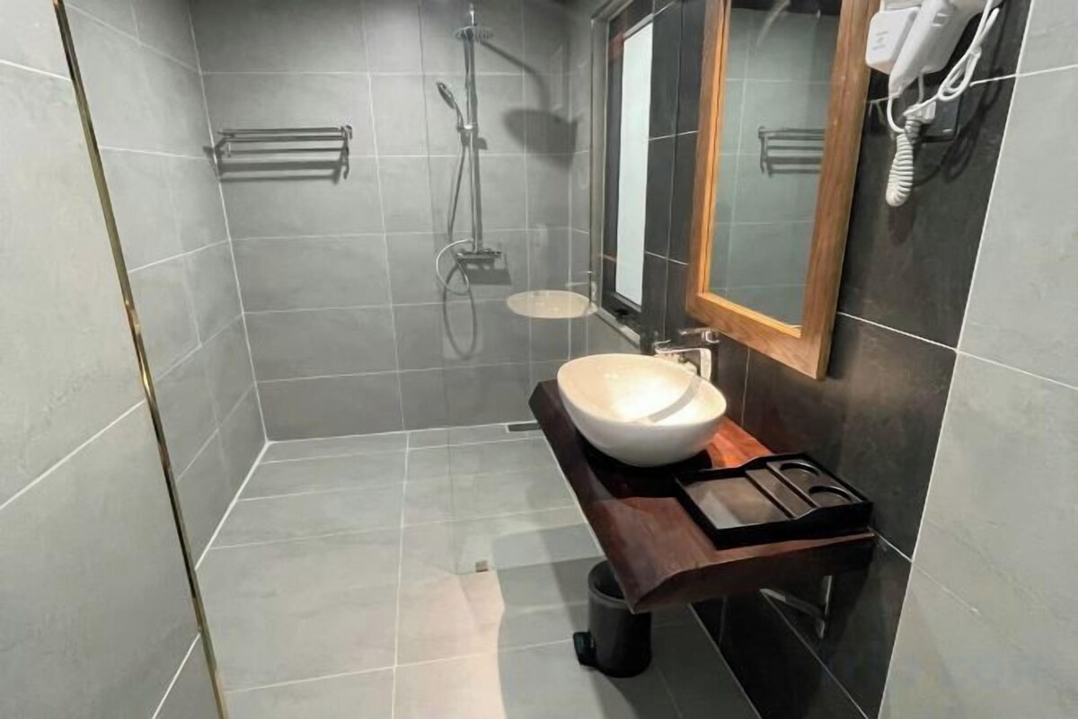 Bathroom | Shower, hair dryer, towels, soap